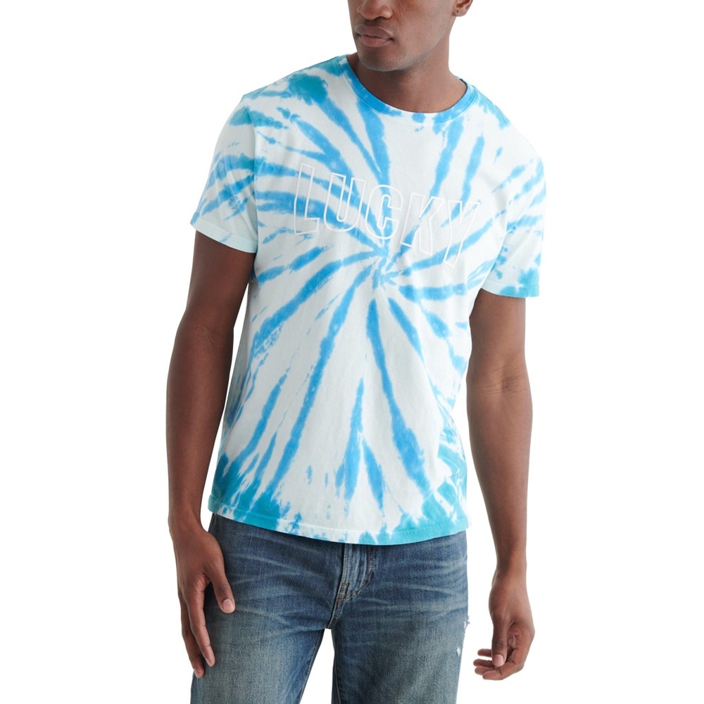 NWT Lucky Brand‎ Blue Tie Dye Logo T-Shirt